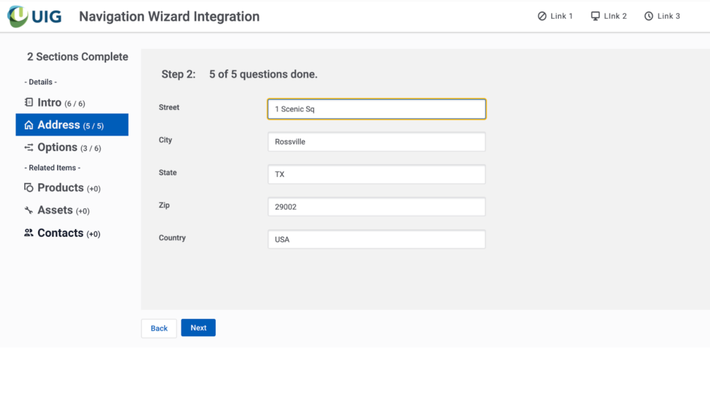 Graphic: Screenshot of the integration of the navigation wizard.