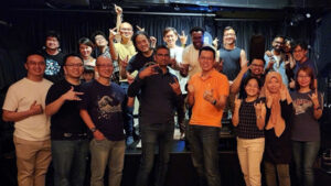 Noisey Neighbors rocking out at a recent Kuala Lumpur office event.