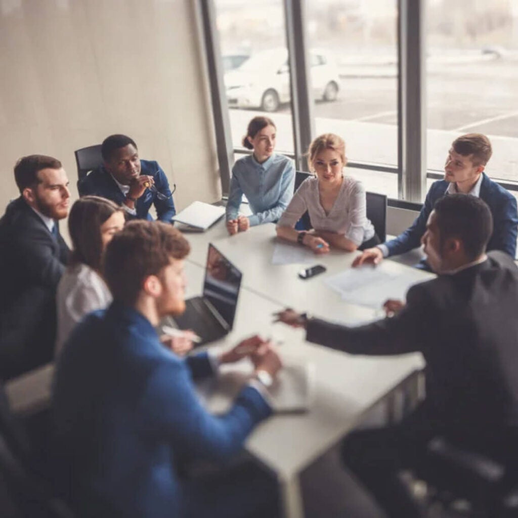 A team meeting in a conference room.