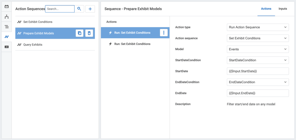 A screenshot showing setup for Prepare Exhibit Models