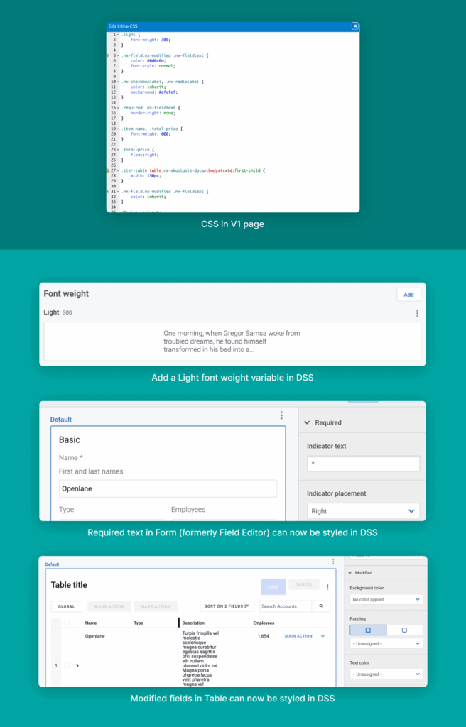 Screenshot of Skuid interface: CSS replacement.